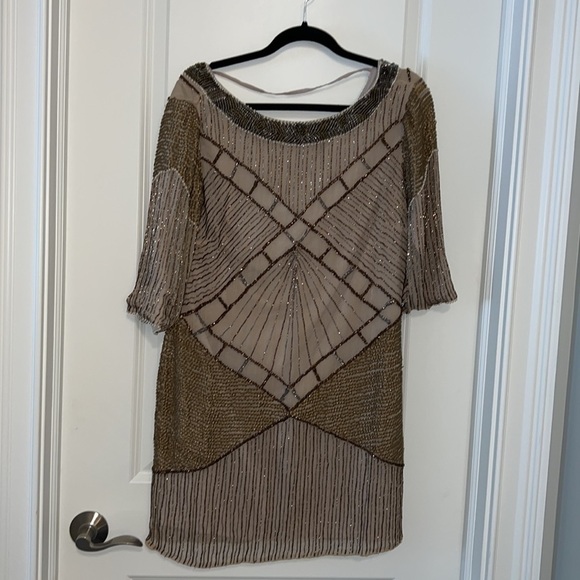 AS by DF Moonlight Creme Bianca Beaded Silk Dress - Picture 7 of 15